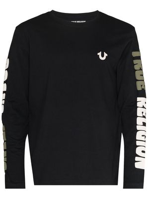 True Religion logo-print long-sleeve T-shirt - Black