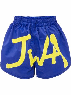 JW Anderson logo-print swim shorts - Blue