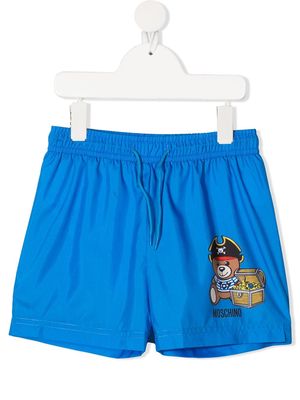Moschino Kids teddy bear-print swim shorts - Blue