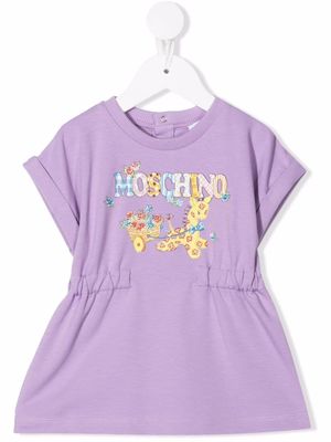 Moschino Kids logo-print T-shirt dress - Purple