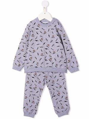 Moschino Kids all-over logo print tracksuit - Grey