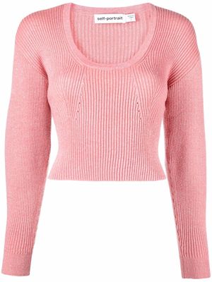 Self-Portrait rib knit jumper - Pink