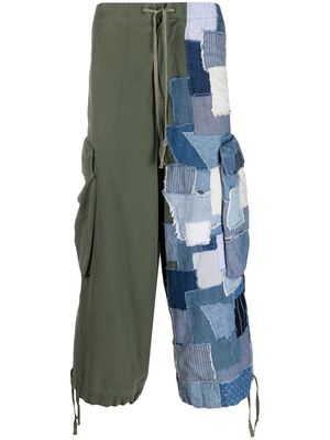 Greg Lauren contrast cargo trousers - Blue