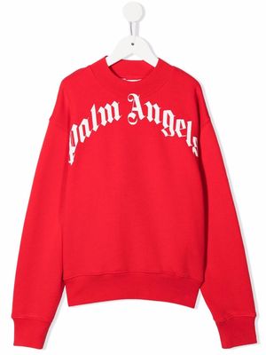 Palm Angels Kids logo-print sweatshirt - Red