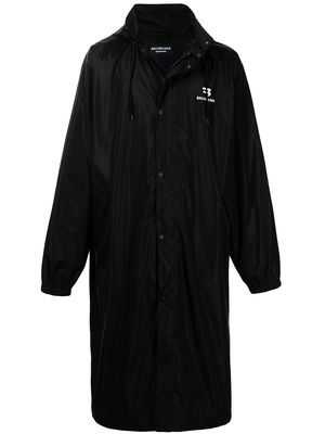 Balenciaga logo-print drawstring-hood raincoat - Black