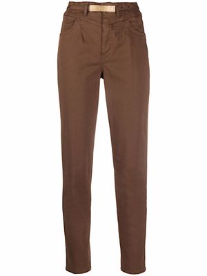 LIU JO logo-buckle slim-fit trousers - Brown