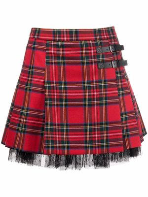 RED Valentino tartan-print pleated kilt mini skirt