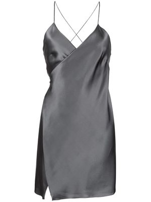 Michelle Mason wrap-front silk mini dress - Grey