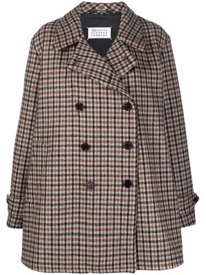 Maison Margiela plaid-check double-breasted coat - Brown