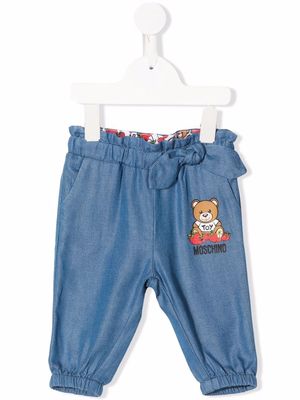 Moschino Kids Teddy Bear-print TENCEL™ trousers - Blue