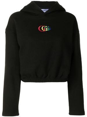 goodboy logo-embroidered cropped hoodie - Black
