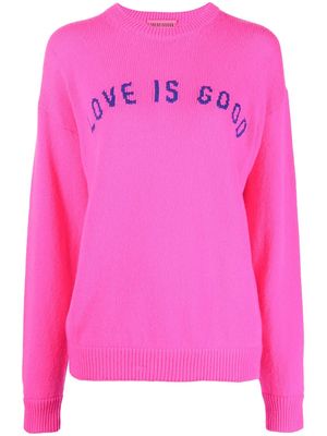 IRENEISGOOD intarsia-knit slogan jumper - Pink