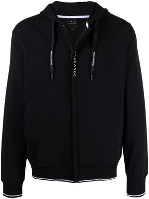 Armani Exchange drawstring zipped hoodie - Blue