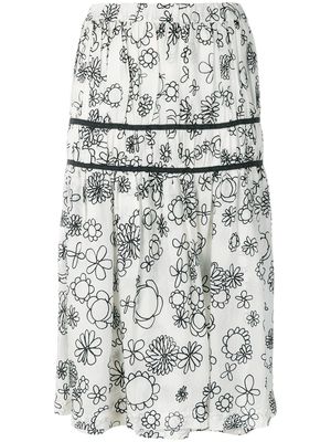 Comme Des Garçons Pre-Owned floral gathered skirt - White
