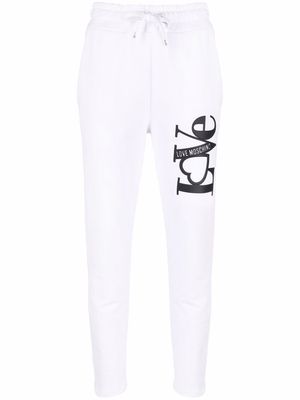 Love Moschino slogan-print drawstring track pants - White