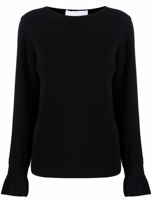 AMI AMALIA side-stripe merino sweater - Black