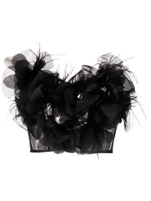 Loulou strapless feather-detail top - Black