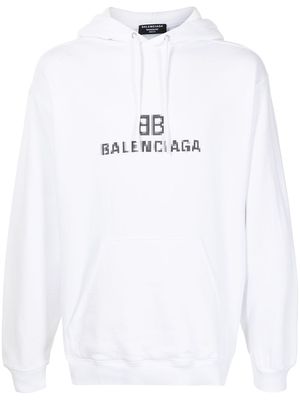 Balenciaga pixel logo-print drawstring hoodie - White