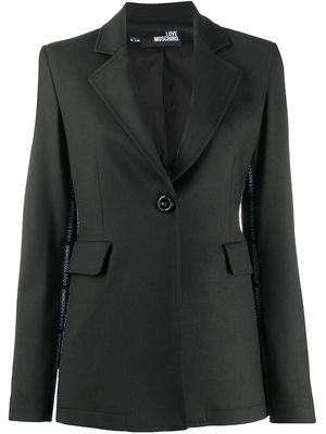 Love Moschino side logo stripe notched lapel blazer - Black