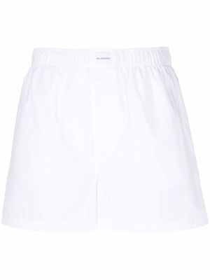 Balenciaga logo patch pull-on shorts - White
