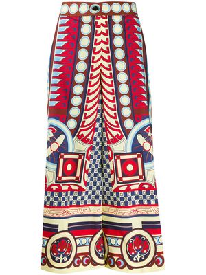 La DoubleJ mixed pattern cropped trousers - Red