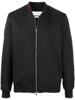 Alexander McQueen embroidered-logo bomber jacket - Black