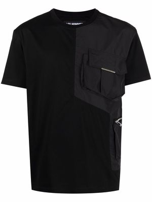 Les Hommes panelled jersey T-shirt - Black