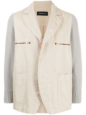 UNDERCOVER contrasting-sleeve cotton blazer - White