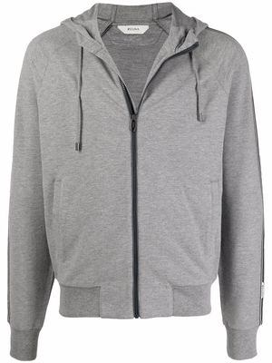 Z Zegna logo tape zip-up hoodie - Grey