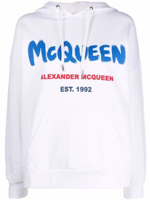 Alexander McQueen logo-print hoodie - White