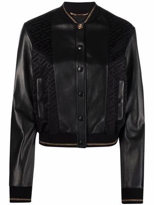 Versace Greca panelled bomber jacket - Black