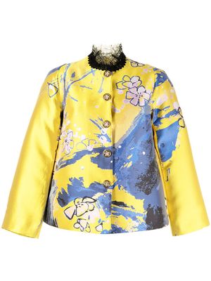 SHIATZY CHEN lace collar jacquard jacket - Yellow
