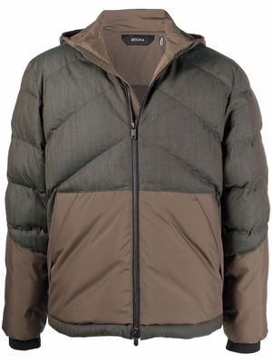 Z Zegna two-tone hooded padded jacket - Brown