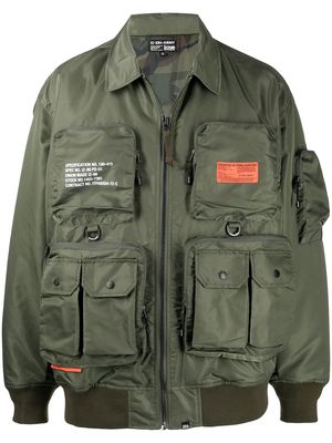 izzue graphic-print zip-up bomber jacket - Green