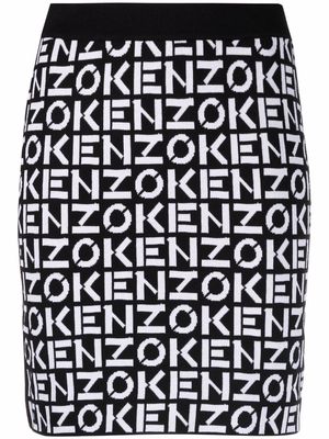 Kenzo monogram logo-knit mini skirt - White