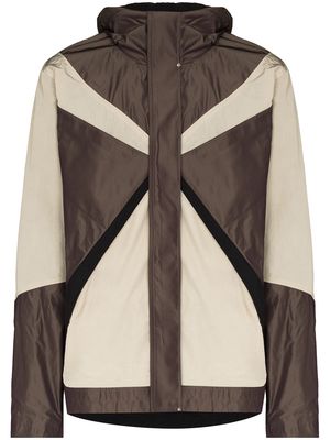 Arnar Mar Jonsson panelled zipped hooded jacket - Brown