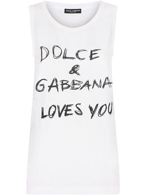 Dolce & Gabbana slogan-print sleeveless top - White
