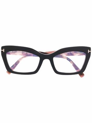 TOM FORD Eyewear tortoiseshell-effect square-frame glasses - Black