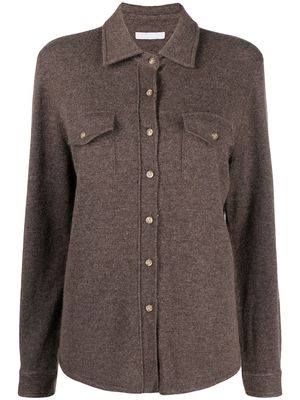 12 STOREEZ cashmere-wool blend knitted shirt - Brown