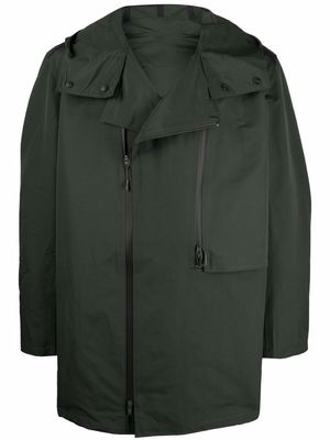 Y-3 zipped hooded parka - Green