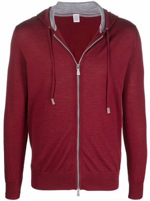 Eleventy zip-up knitted hoodie - Red