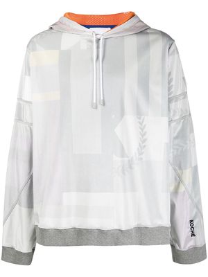 Koché geometric print drawstring hoodie - Grey