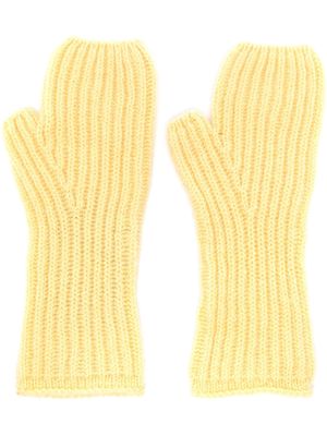 Pringle of Scotland ribbed-knit cashmere gloves - Yellow