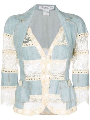 Christian Dior 2005 pre-owned lace and crochet insert jacket - Blue