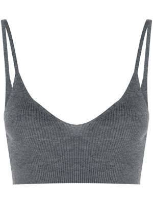 Cashmere In Love ribbed-knit cropped top - Grey