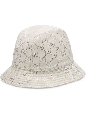 Gucci metallic logo-jacquard bucket hat - White