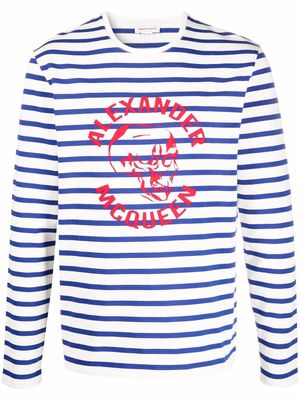 Alexander McQueen logo-print striped jumper - White