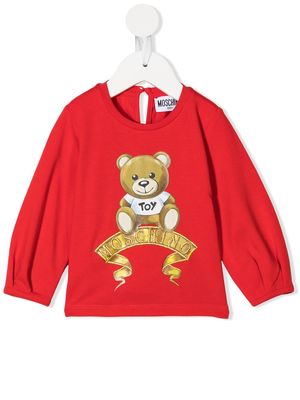 Moschino Kids teddy bear logo long-sleeved top - Red