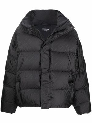 Balenciaga all-over logo print puffer jacket - Black