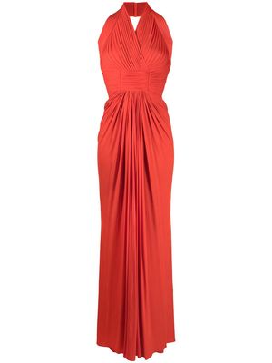 Herve L. Leroux halter draped gown - Red